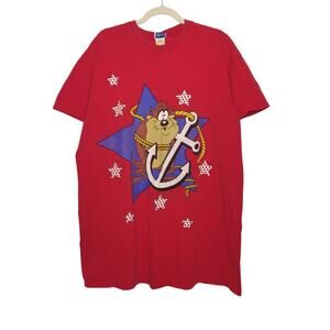 Vintage Taz Sailor Oversized One Size Sleep Shirt Red Flirts Warner Bros